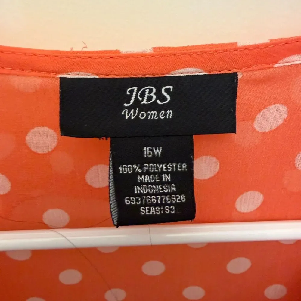 JBS Women Orange Polka Dot Ruffle Tie Waist Midi Dress 16W - Picture 3 of 7